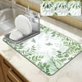 thumbnail image 1 of Dish Drying Mat for Kitchen Counter, 12"x20" Absorbent Coffee Bar Mat with Green Plant & Butterfly, Dish Drainer Rack Mats for Kitchen Counter Coffee Maker Pot Dining Room Decoration, 1 of 8