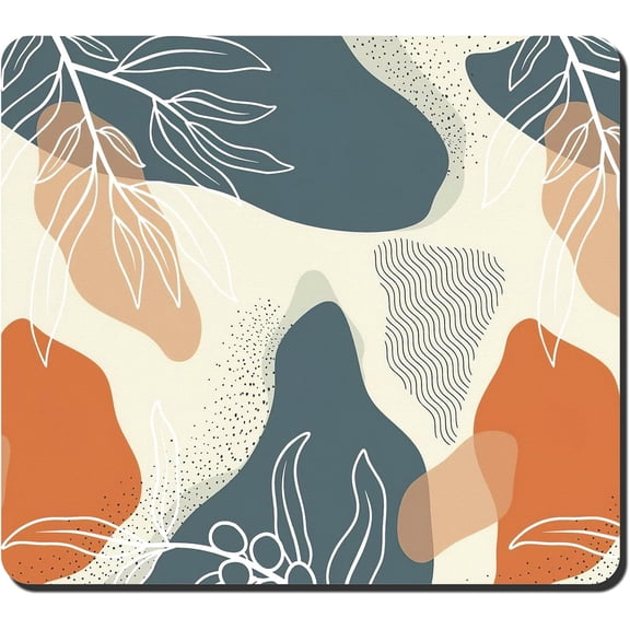 Dish Drying Mat for Kitchen Counter, 16 x 18" Cute Boho Theme Absorbent Heat Resistant Drying Pad with Non-slip Rubber, Coffee Bar Mats for Coffee Machine Dish Rack, Abstract Leaves