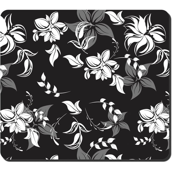 Dish Drying Mat for Kitchen Counter, 16 x 18" Cute Flower Theme Absorbent Heat Resistant Drying Pad with Non-slip Rubber, Coffee Bar Mats for Dish Rack Kitchen Accessories, Black White