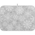 thumbnail image 1 of Dish Drying Mat for Kitchen Counter 18 x 16 Inch Christmas Silver Snowflake Microfiber Dish Mat Drying Pad Absorbent Dishes Pad Dish Drainer Rack Mats, 1 of 7