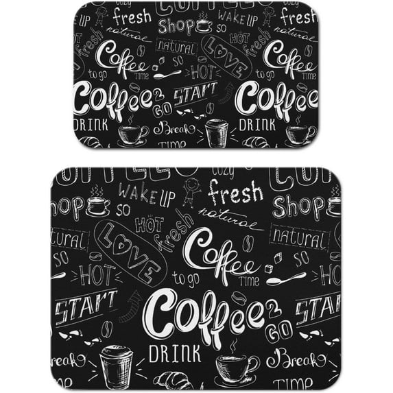 Dish Drying Mat for Kitchen Counter 2 Pack with Non-Slip Rubber Backing - Heat-Resistant Absorbent Coffee Bar Mat, Dish Rack Mat, Coffee Dish Drying Mats 18x24+19.5x12 inch