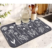 Dish Drying Mat for Kitchen Counter 20x12in Washable Quick Dish Drying Pad Rubber Backed Absorbent Draining Mat Fit Kitchen Counter,Bar,Under Sink,Dishes,Utensils,Dish Rack