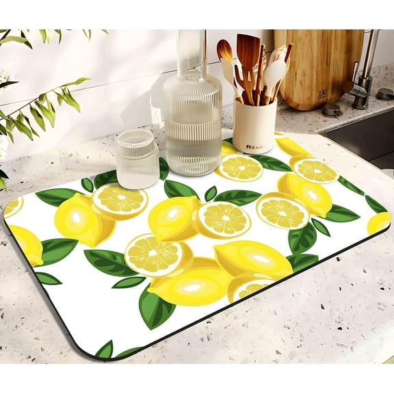 Dish Drying Mat for Kitchen Counter 20x12in Washable Quick Dish Drying Pad Rubber Backed Absorbent Draining Mat Fit Kitchen Counter,Bar,Under Sink,Dishes,Utensils,Dish Rack