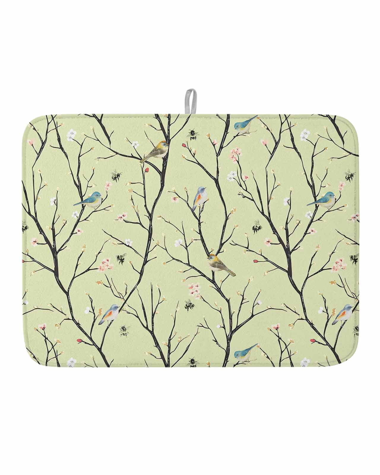 Dish Drying Mat for Kitchen Counter Bird Drying Pad Absorbent Drying ...