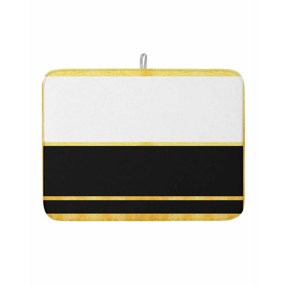 Dish Drying Mat for Kitchen Counter Black Drying Pad Absorbent Drying Mats for Countertops Sinks Draining Racks Luxury Golden Stripes Lines Reversible Drainer Kitchen Accessories 18x24 Inch