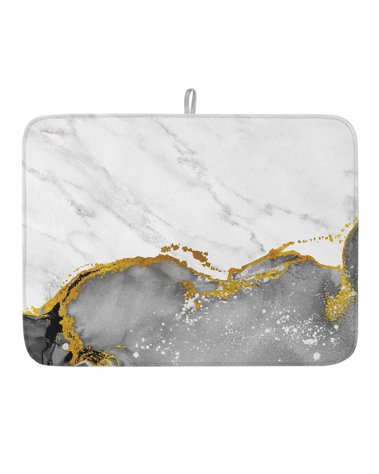 Dish Drying Mat for Kitchen Counter Black Marble Drying Pad Absorbent ...