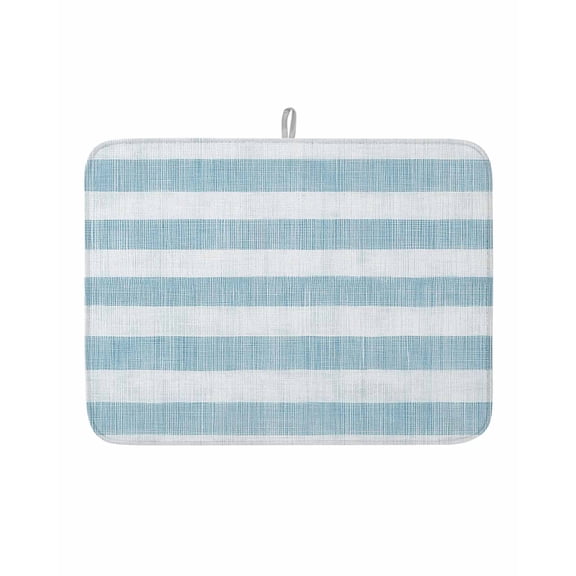 Dish Drying Mat for Kitchen Counter Blue Linen Stripes Drying Pad Absorbent Drying Mats for Countertops Sinks Draining Racks Retro Striped Lines Reversible Drainer Kitchen Accessories 18x24 Inch
