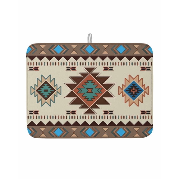 Dish Drying Mat for Kitchen Counter Boho Tribal Style Drying Pad Absorbent Drying Mats for Countertops Sinks Draining Racks Southwest Abstract Bohemian Drainer Kitchen Accessories 18x24 Inch