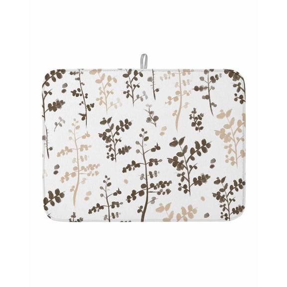 Dish Drying Mat for Kitchen Counter Brown Leaves Drying Pad Absorbent Drying Mats for Countertops Sinks Draining Racks Farmhouse Leaf Branches Plants Drainer Kitchen Accessories 18x24 Inch