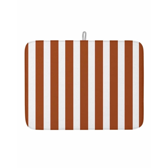 Dish Drying Mat for Kitchen Counter Burnt Orange Stripes Drying Pad Absorbent Drying Mats for Countertops Sinks Draining Racks Vertical Striped Reversible Drainer Kitchen Accessories 18x24 Inch