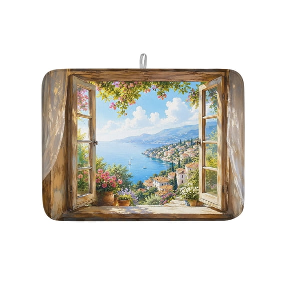 Dish Drying Mat for Kitchen Counter Coastal Scenery Drying Pad ...