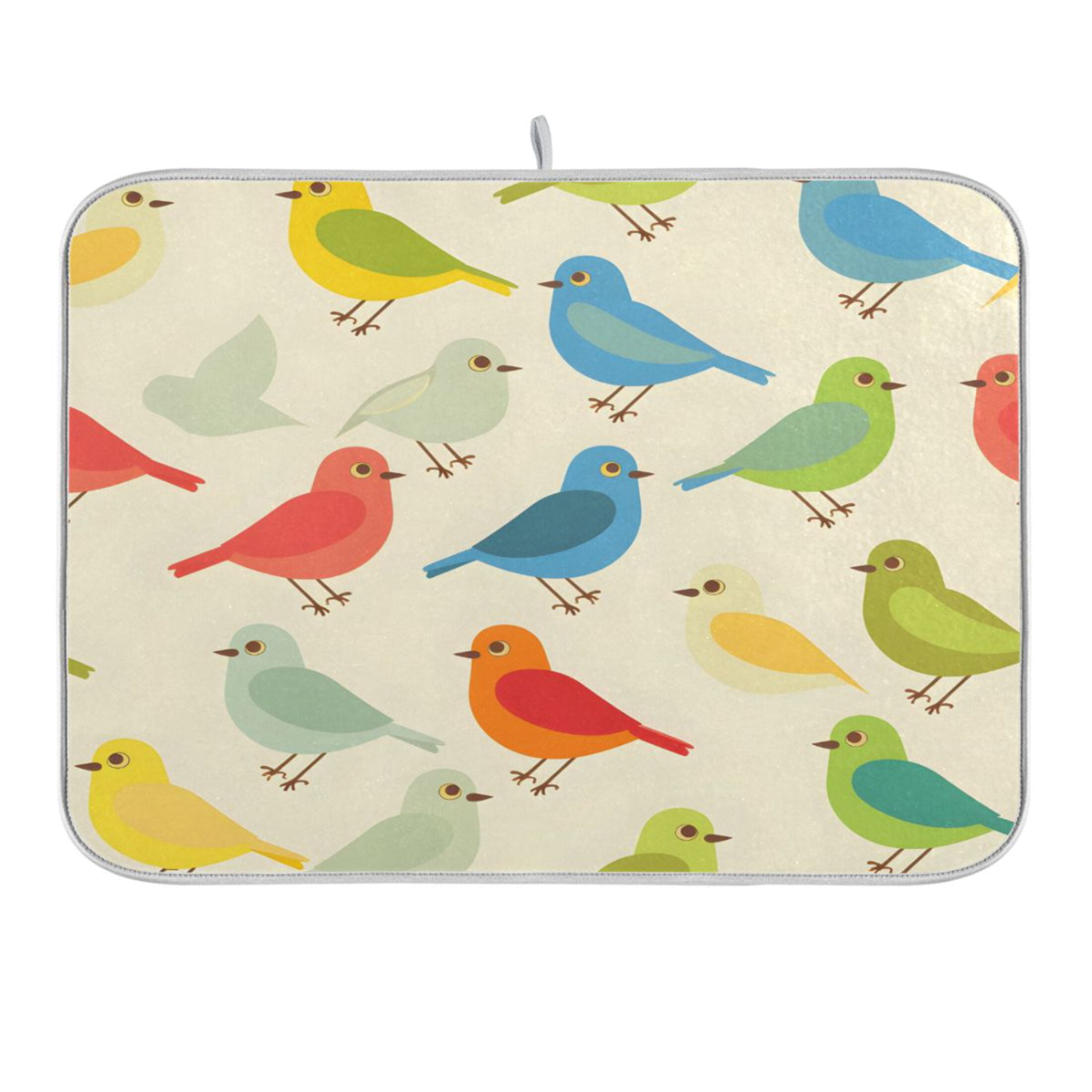 Colorful Birds Microfiber Foldable Dish Drying Mat 16" x 18"