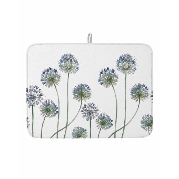 Dish Drying Mat for Kitchen Counter Dandelion Drying Pad Absorbent Drying Mats for Countertops Sinks Draining Racks Farmhouse Flower Plant Reversible Drainer Kitchen Accessories 18x24 Inch