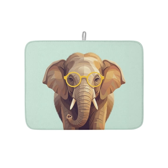 Dish Drying Mat for Kitchen Counter Elephant Wear Glasses Drying Pad ...
