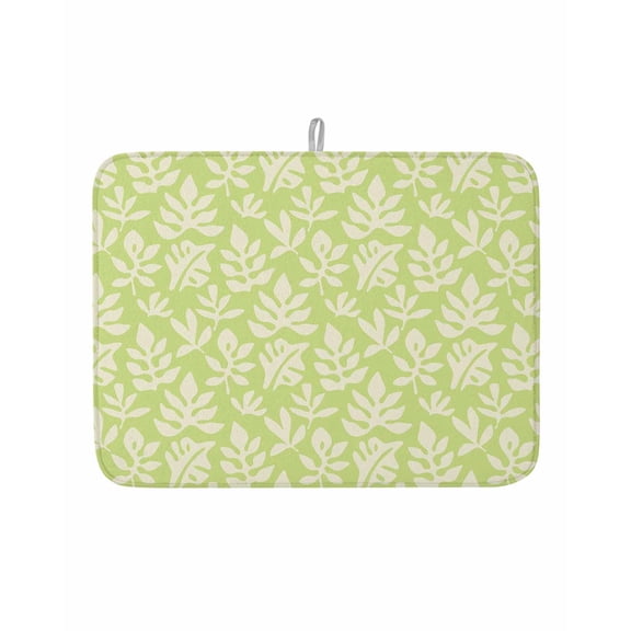 Dish Drying Mat for Kitchen Counter Green Leaves Drying Pad Absorbent Drying Mats for Countertops Sinks Draining Racks Abstract Leaf Plant Reversible Drainer Kitchen Accessories 18x24 Inch