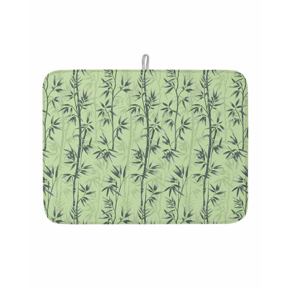 Dish Drying Mat for Kitchen Counter Green Leaves Drying Pad Absorbent Drying Mats for Countertops Sinks Draining Racks Leaf Branch Plant Chinese Style Drainer Kitchen Accessories 18x24 Inch