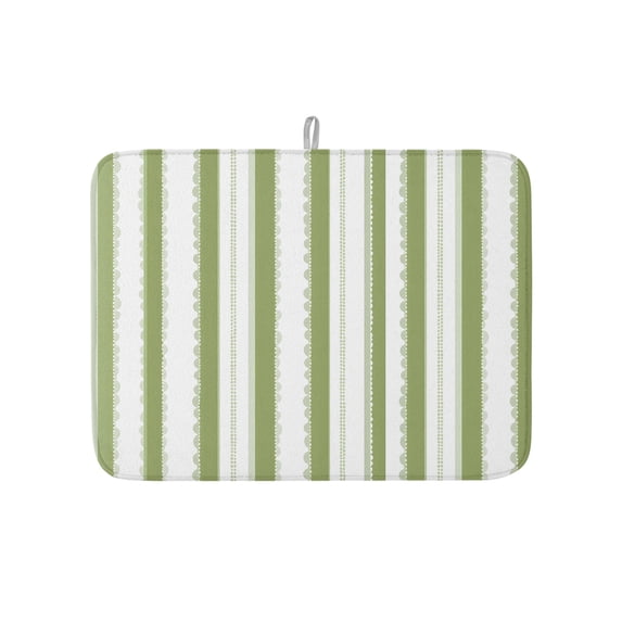 Dish Drying Mat for Kitchen Counter Green Vertical Stripes Drying Pad ...