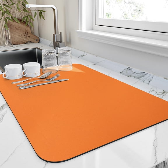 Dish Drying Mat for Kitchen Counter, Heat Resistant Drainer Mats with Non-slip Rubber Backed, Hide Stain Kitchen Super Absorbent Draining Mat, Easy to Clean Dish Rack Pad, Dark Grey 16"x20"