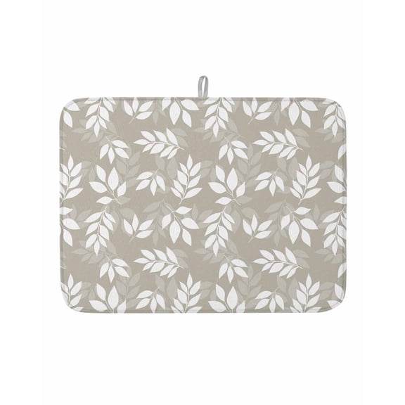 Dish Drying Mat for Kitchen Counter Khaki Leaves Drying Pad Absorbent Drying Mats for Countertops Sinks Draining Racks Spring Leaf Plant Reversible Drainer Kitchen Accessories 18x24 Inch
