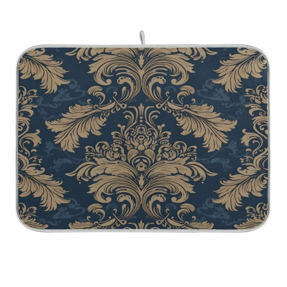 Dish Drying Mat Kitchen Counter Mandala Brown Flower Dishes Drainer Pad Absorbent Microfiber Reversible 18"x24"