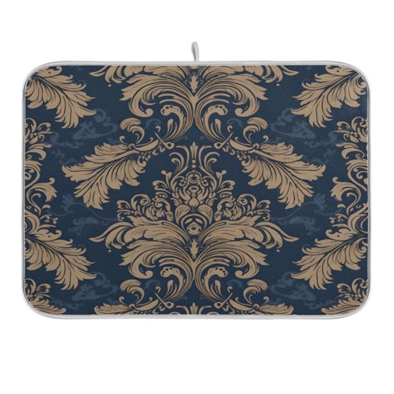 Dish Drying Mat Kitchen Counter Mandala Brown Flower Dishes Drainer Pad Absorbent Microfiber Reversible 18"x24"