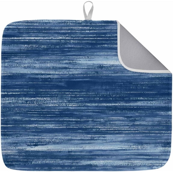 Dish Drying Mat for Kitchen Counter Navy Blue Drying Pad Absorbent Drying Mats for Countertops Sinks Draining Racks Ombre Abstract Texture Drainer Spring Decor 16x18 Inch