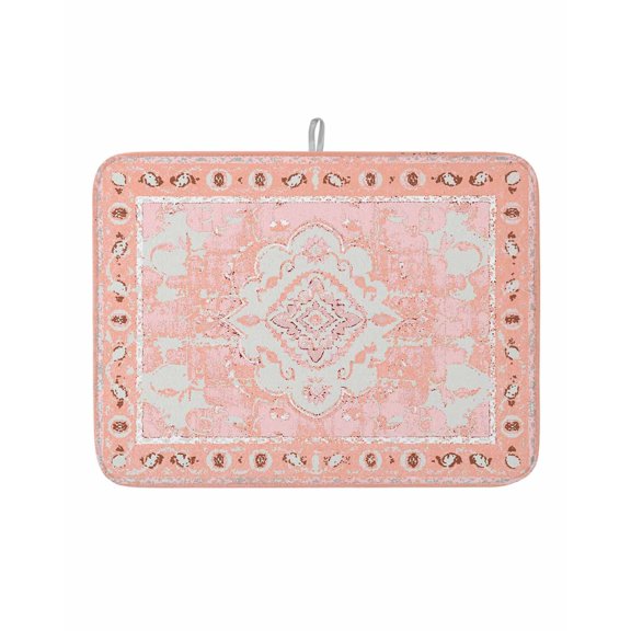 Dish Drying Mat for Kitchen Counter Pink Bohemia Drying Pad Absorbent Drying Mats for Countertops Sinks Draining Racks Tribal Vintage Boho Reversible Drainer Kitchen Accessories 18x24 Inch