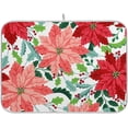 thumbnail image 1 of Dish Drying Mat for Kitchen Counter, Pink Red Poinsettia Christmas Flowers Microfiber Kitchen Dish Mat Super Absorbent Dish Drainer Mat Heat-resistant Kitchen Counter Mat, 18x24 Inch, 1 of 7