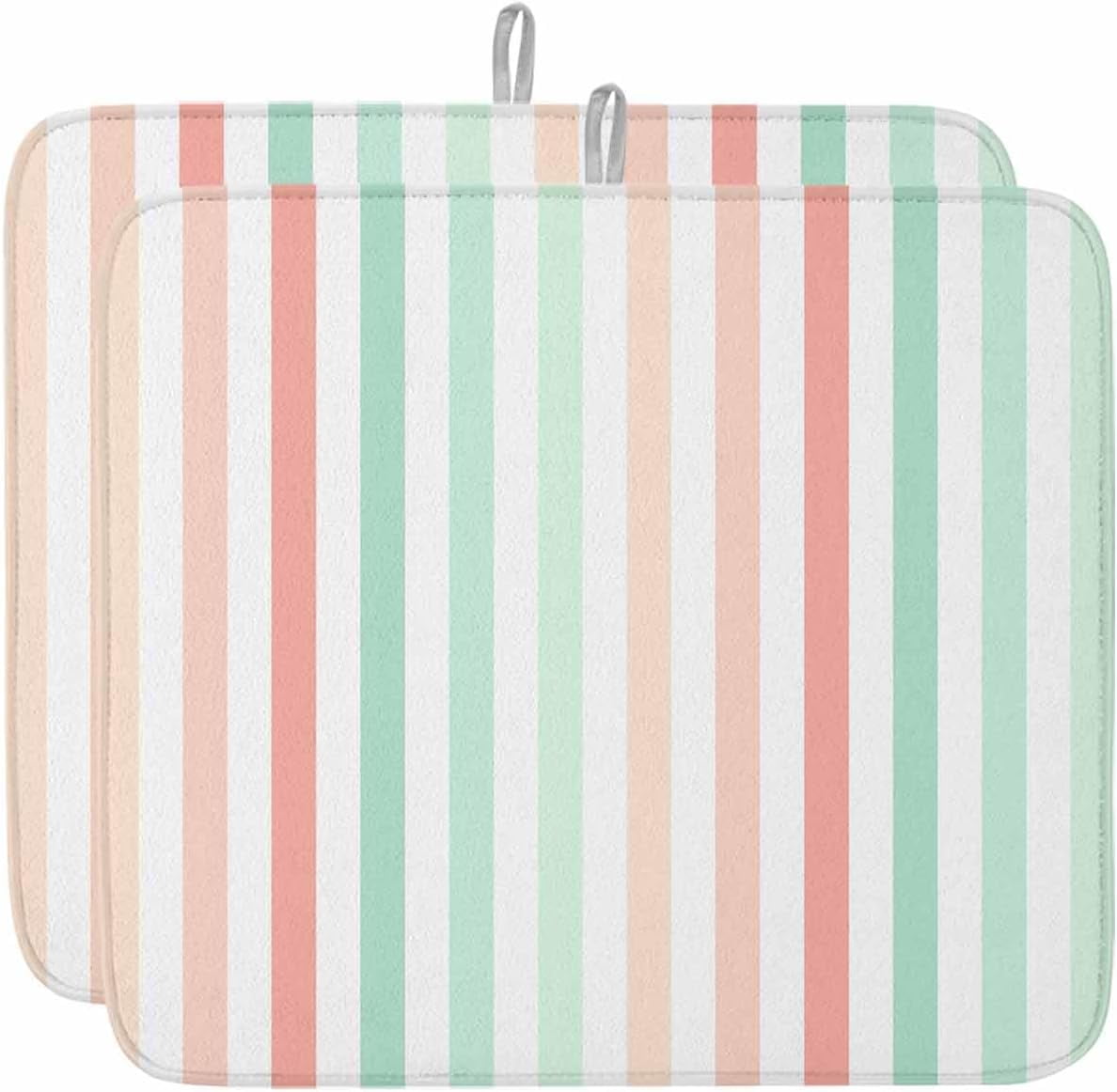 Dish Drying Mat for Kitchen Counter,Pink Sage Green Gradient Stripes ...