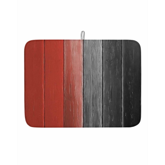 Dish Drying Mat for Kitchen Counter Red Grey Wood Grain Drying Pad Absorbent Drying Mats for Countertops Sinks Draining Racks Farm Wooden Reversible Drainer Kitchen Accessories 18x24 Inch