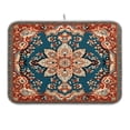 thumbnail image 1 of Dish Drying Mat Kitchen Counter Red Mandala Dishes Drainer Pad Absorbent Microfiber Reversible 16"x18", 1 of 7
