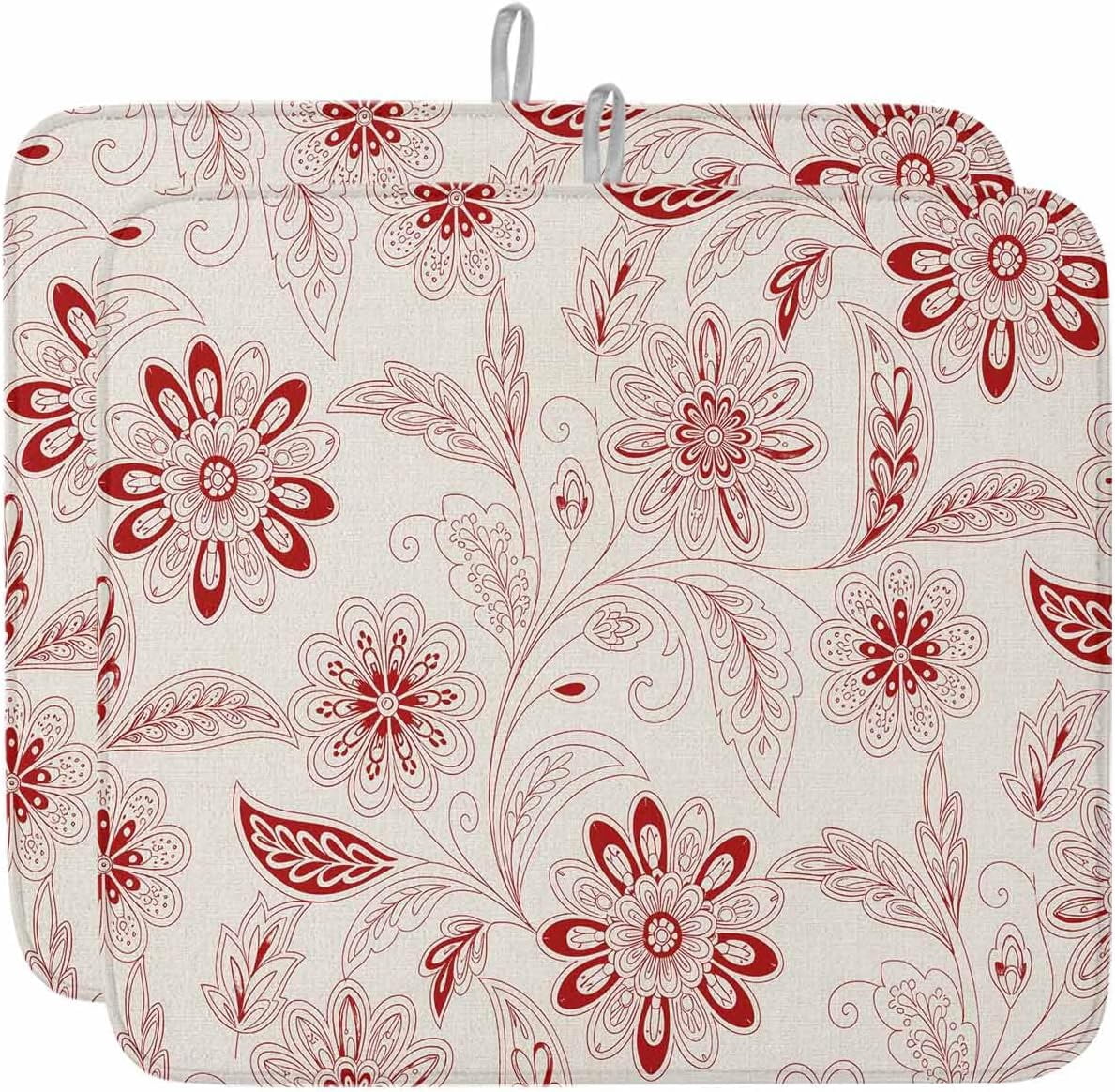 Dish Drying Mat for Kitchen Counter,Retro Farmhouse Floral Texture ...