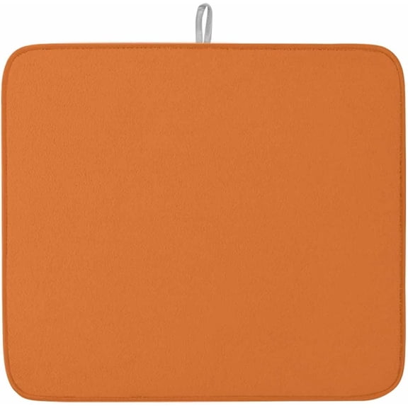 Dish Drying Mat for Kitchen Counter,Solid Art Minimalist Pure Orange Absorbent Microfiber Drainer Rack Pad Plain Single Bright Color Quick Dry Mat for Sinks Dishes Utensils 16x18in,1 Pack
