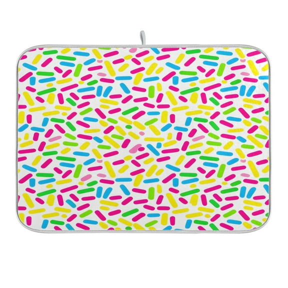 Dish Drying Mat Kitchen Counter Sprinkles Dishes Drainer Pad Absorbent Microfiber Reversible 18"x24"