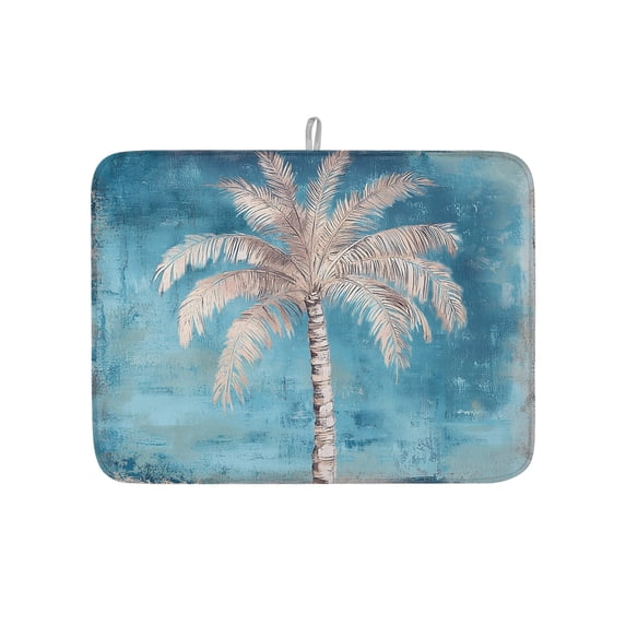 Dish Drying Mat for Kitchen Counter Turquoise Palm Tree Drying Pad ...