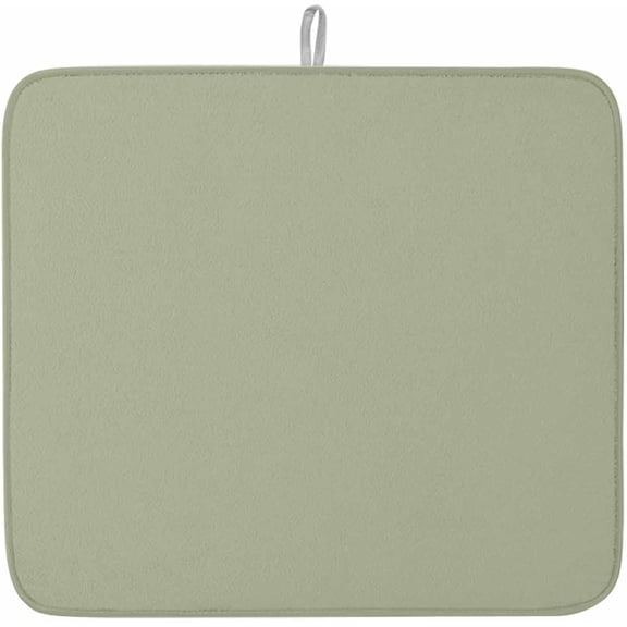 Dish Drying Mat for Kitchen Counter,Vintage Green Graze Pattern Absorbent Microfiber Drainer Rack Pad Monochrome Quick Dry Mat for Sinks Dishes Utensils 16x18in,1 Pack