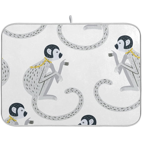 Dish Drying Mat for Kitchen Counter, Vintage Monkey Chinoiserie Style Microfiber Kitchen Dish Mat Super Absorbent Dish Drainer Mat Heat-resistant Kitchen Counter Mat, 18x24 Inch