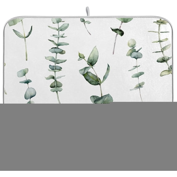 Dish Drying Mat for Kitchen Counter, Watercolor Green Branches Leaves Microfiber Kitchen Dish Mat Super Absorbent Dish Drainer Mat Heat-resistant Kitchen Counter Mat, 18x24 Inch