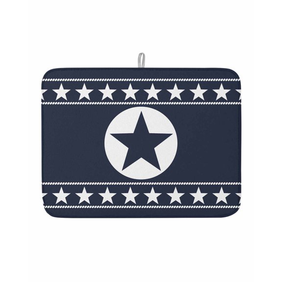 Dish Drying Mat for Kitchen Counter Western Texas Star Retro Drying Pad Absorbent Drying Mats for Countertops Sinks Draining Racks Tribal Navy Blue Reversible Drainer Kitchen Accessories 18x24 Inch