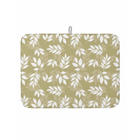 Dish Drying Mat for Kitchen Counter Yellow Leaves Drying Pad Absorbent Drying Mats for Countertops Sinks Draining Racks Spring Leaf Plant Reversible Drainer Kitchen Accessories 18x24 Inch