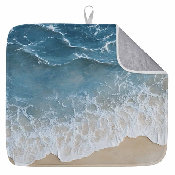 Dish Drying Mat for Kitchen Countertop, Beach Wave Absorbent Microfiber Dish Mat Reversible Quick Dry Non Slip Draining Mat Kitchen Drying Pad for Dishes, Utensils 18x24 Inch Summer Beach Nature