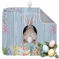 thumbnail image 1 of Dish Drying Mat for Kitchen Countertop, Bunny Butt Absorbent Microfiber Dish Mat Quick Dry Non Slip Draining Mat Kitchen Drying Pad for Dishes, Utensils 16x18 Inch Easter Egg Floral Wood Grain Blue, 1 of 9