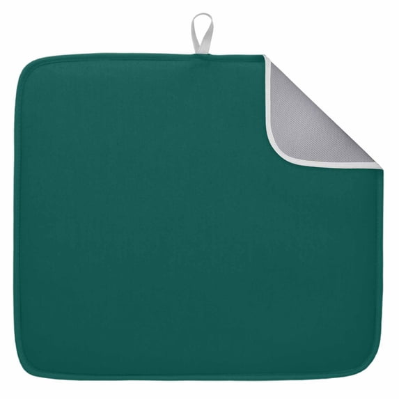 Dish Drying Mat for Kitchen Countertop, Daek Green Absorbent Microfiber Dish Mat Reversible Quick Dry Non Slip Draining Mat Kitchen Drying Pad for Dishes, Utensils 18x24 Inch Simple Style