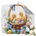 thumbnail image 1 of Dish Drying Mat for Kitchen Countertop, Easter Egg Chick Absorbent Microfiber Dish Mat Reversible Quick Dry Non Slip Draining Mat Kitchen Drying Pad for Dishes, Utensils 16x18 Inch Flowers Leaf, 1 of 9