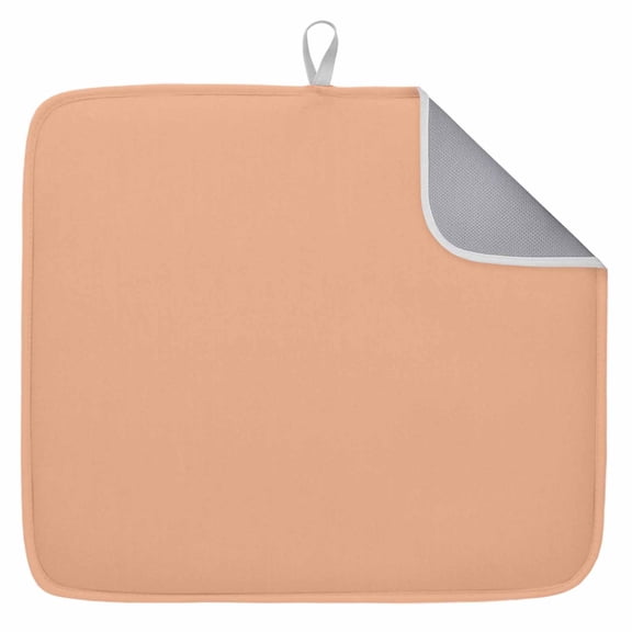 Dish Drying Mat for Kitchen Countertop, Peach Pink Absorbent Microfiber Dish Mat Reversible Quick Dry Non Slip Draining Mat Kitchen Drying Pad for Dishes, Utensils 16x18 Inch Solid Color
