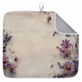 thumbnail image 1 of Dish Drying Mat for Kitchen Countertop, Purple Flowers Absorbent Microfiber Dish Mat Reversible Quick Dry Non Slip Draining Mat Kitchen Drying Pad for Dishes, Utensils 16x18 Inch Retro Linen Texture, 1 of 9