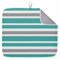 thumbnail image 1 of Dish Drying Mat for Kitchen Countertop, Turquoise, White and Grey Stripes Absorbent Dish Mat Quick Dry Non Slip Draining Mat Kitchen Drying Pad for Dishes Utensils 16x18 Inch Striped Pattern, 1 of 9