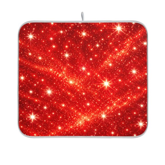 Dish Drying Mat Kitchen Mats Counter Absorbent Dish Pad for Home Decor Red Flashing Pattern 16x18in