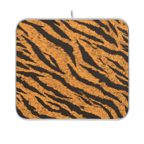 Dish Drying Mat Kitchen Mats Counter Absorbent Dish Pad for Home Decor Tiger Stripes Pattern 16x18in