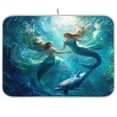 thumbnail image 1 of Dish Drying Mat Kitchen Pad Large Counter Absorbent Dish Mats Drainer Beautiful Mermaids, 1 of 8